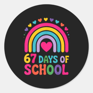 I Survived 67 Days Of School Tie Die Rainbow Lover Classic Round Sticker