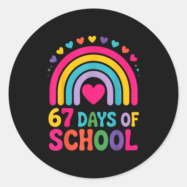 I Survived 67 Days Of School Tie Die Rainbow Lover Classic Round Sticker (Front)