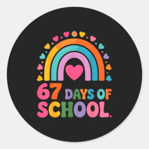 I Survived 67 Days Of School Tie Die Rainbow Lover Classic Round Sticker
