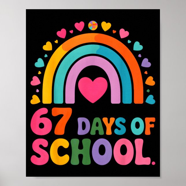 I Survived 67 Days Of School Tie Die Rainbow Lover Poster (Front)