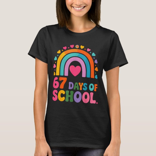 I Survived 67 Days Of School Tie Die Rainbow Lover T-Shirt (Front)