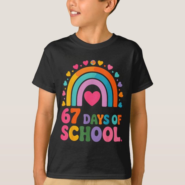 I Survived 67 Days Of School Tie Die Rainbow Lover T-Shirt (Front)