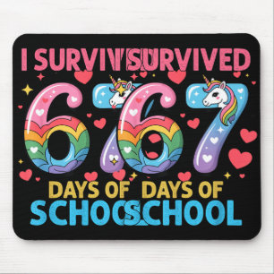 I Survived 67 Days Of School Unicorn Six Seven Tea Mouse Pad