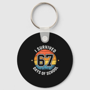 I Survived 67 Days Of School Vintage Teachers Stud Keychain