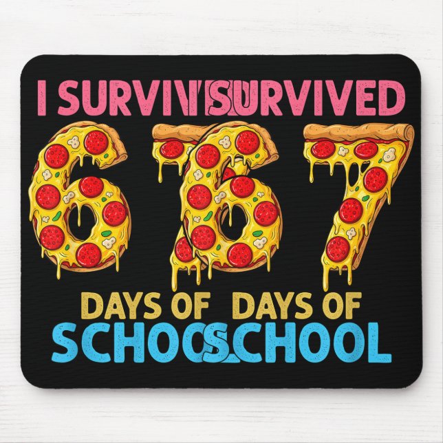 I Survived 67 Days Of School Zza Six Seven Teacher Mouse Pad (Front)