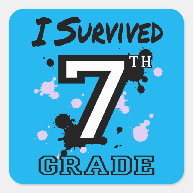I Survived 7th Grade Square Sticker (Front)