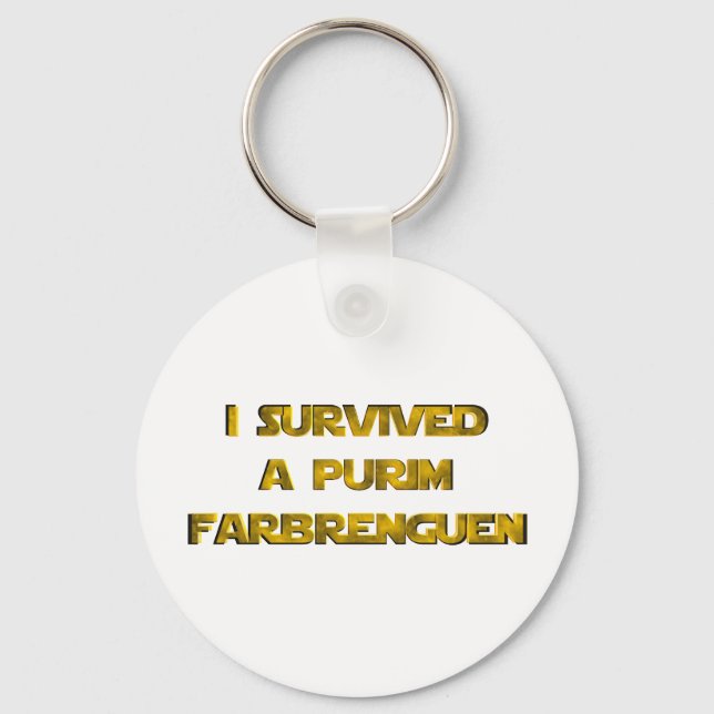 I survived a Purim Farbrenguen Keychain (Front)