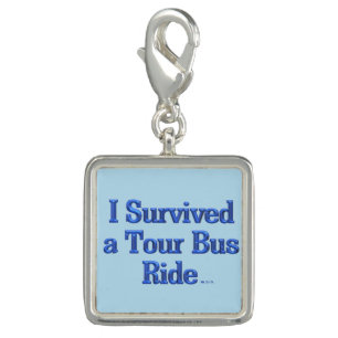 I Survived a Tour Bus Ride blue silver sq charm