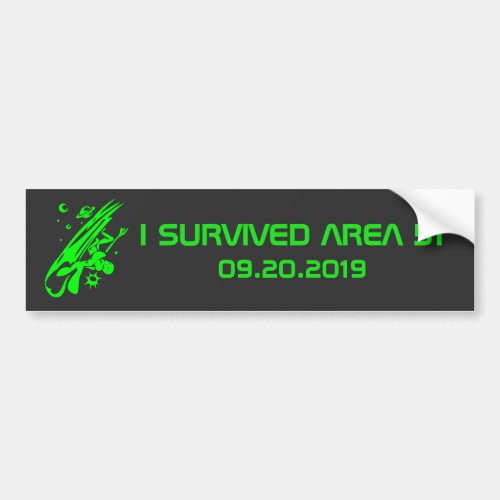 I Survived Area 51 Green Alien Bumper Sticker