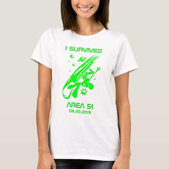 I Survived Area 51 Green Alien T-Shirt (Front)