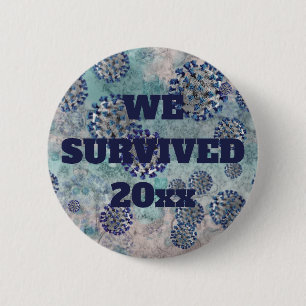 I Survived Blue Abstract Virus Button