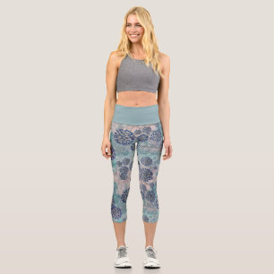 I Survived Blue Abstract Virus Capri Leggings