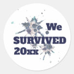 I Survived Blue Abstract Virus Classic Round Sticker