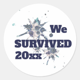 I Survived Blue Abstract Virus Classic Round Sticker