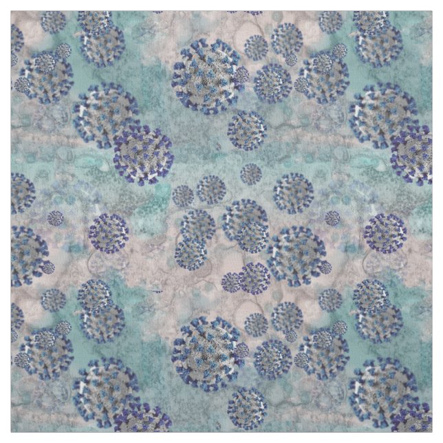 I Survived Blue Abstract Virus Fabric (Swatch)