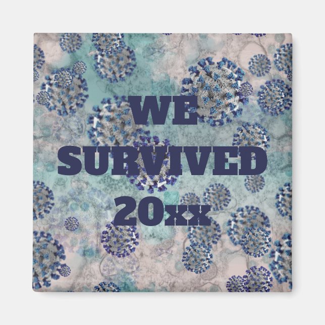 I Survived Blue Abstract Virus Magnet (Front)