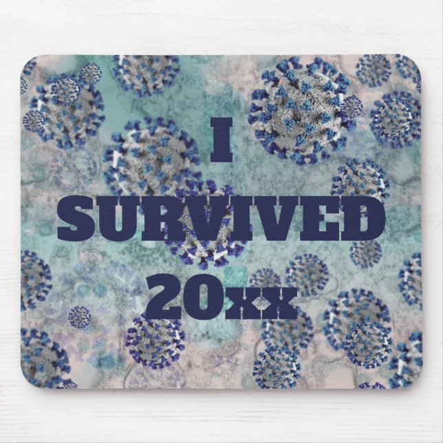 I Survived Blue Abstract Virus Mouse Pad (Front)