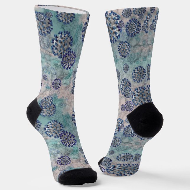 I Survived Blue Abstract Virus Socks (Angled)