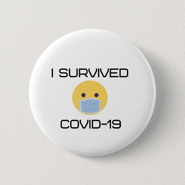 I survived covid 19 happy emoji facemask button (Front)