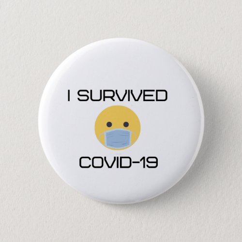 I survived covid 19 happy emoji facemask button