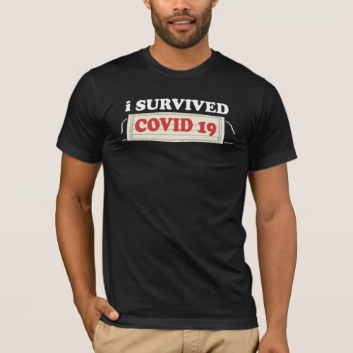 I Survived Covid 19 Red Word Art T_Shirt