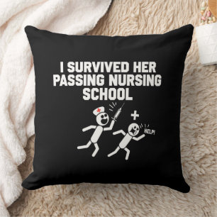 I Survived Her Passing Nursing School Nurse Throw Pillow
