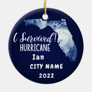 I Survived! Hurrican Ian Custom Florida City Name Ceramic Ornament
