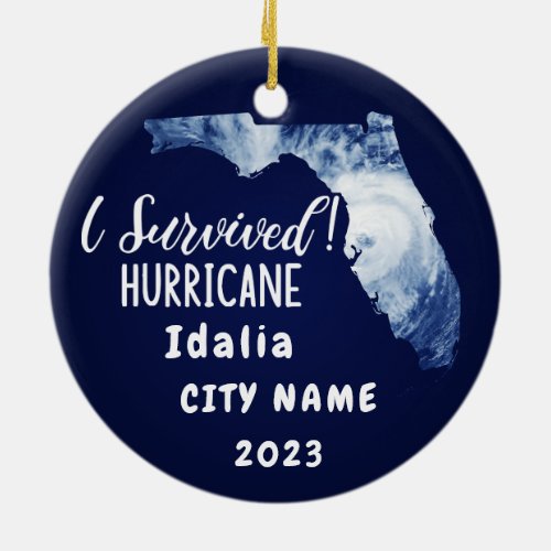I Survived Hurrican Idalia Florida  City Name Ceramic Ornament