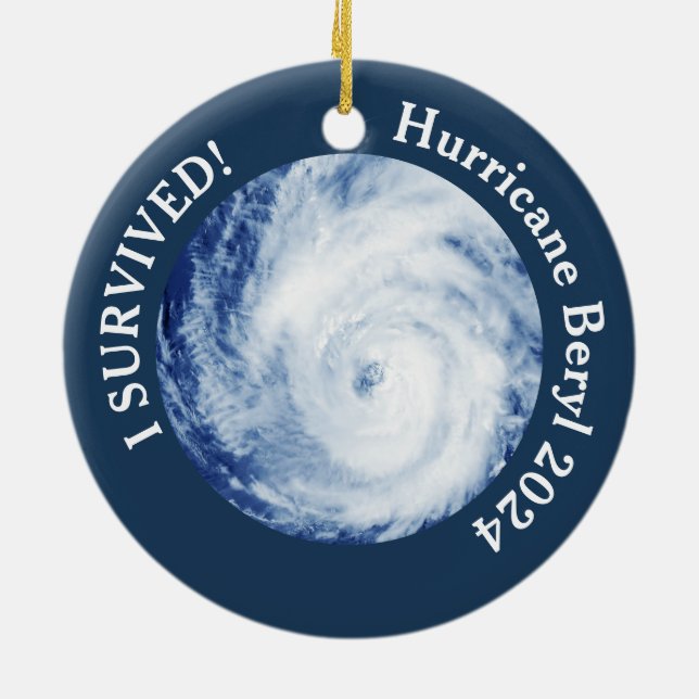I Survived! Hurricane Beryl 2024 Ceramic Ornament (Back)