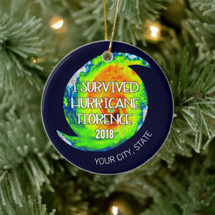 I SURVIVED HURRICANE FLORENCE   City and State Ceramic Ornament