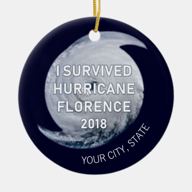 I SURVIVED HURRICANE FLORENCE | City State Ceramic Ornament (Front)