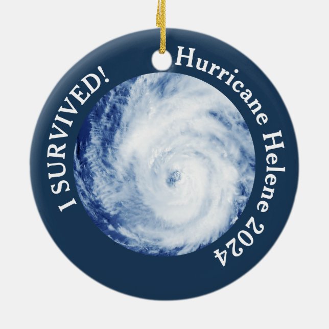 I Survived! Hurricane Helene 2024 Ceramic Ornament (Back)