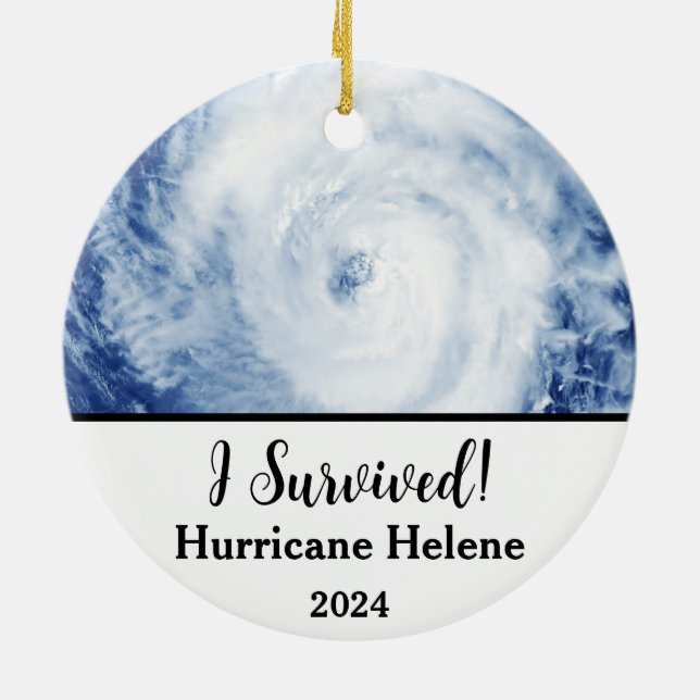 I Survived! Hurricane Helene 2024 Ceramic Ornament (Back)