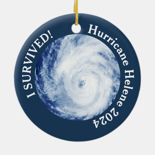 I Survived! Hurricane Helene 2024 Ceramic Ornament (Back)