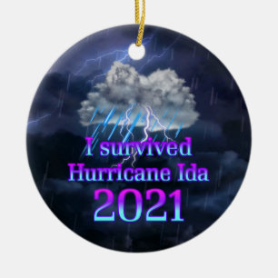 I survived Hurricane Ida Ceramic Ornament