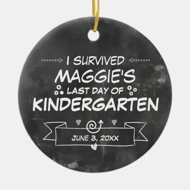 I Survived LAST Day of School Kids Ceramic Ornament (Front)