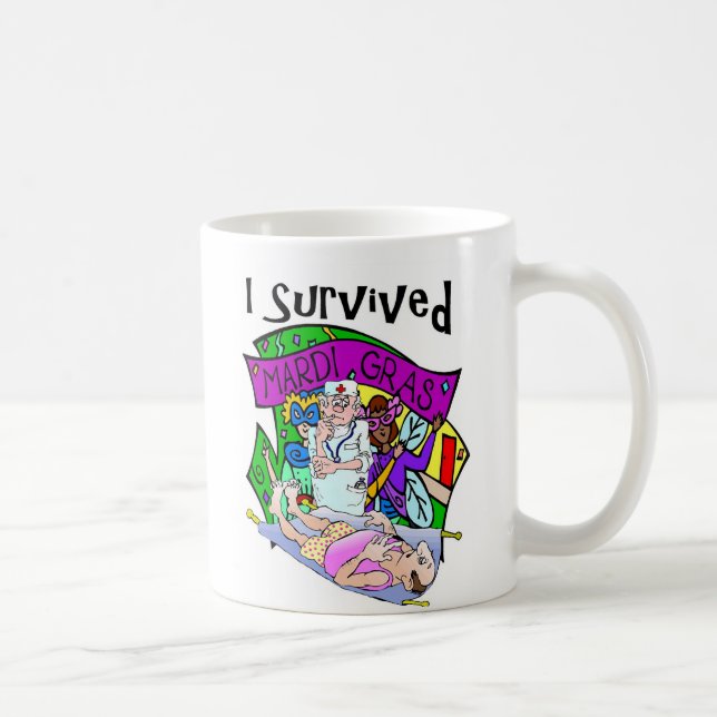 I Survived Mardi Gras In New Orleans Coffee Mug (Right)