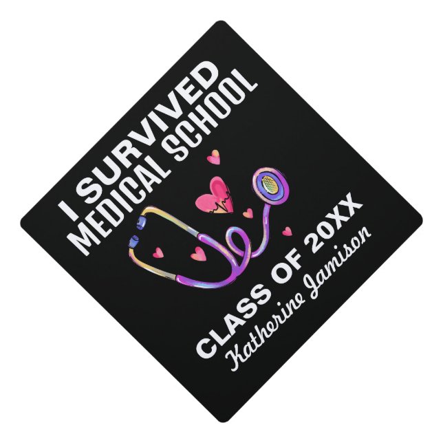 I Survived Medical School Graduation Cap Topper (Front)