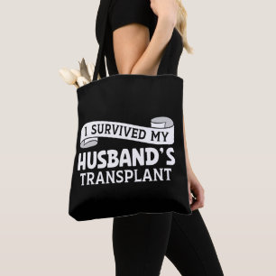I Survived My Husband Transplant Recipient Ribbon Tote Bag