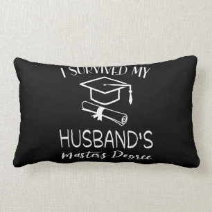I survived my husbands masters degree graduation lumbar pillow