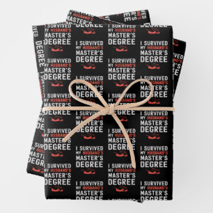 I Survived My Husband's Master's Degree Graduation Wrapping Paper Sheets