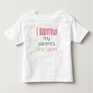 I survived my parents first year pink toddler t-shirt