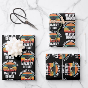 I Survived My Wifes Master's Degree Graduation  Wrapping Paper Sheets