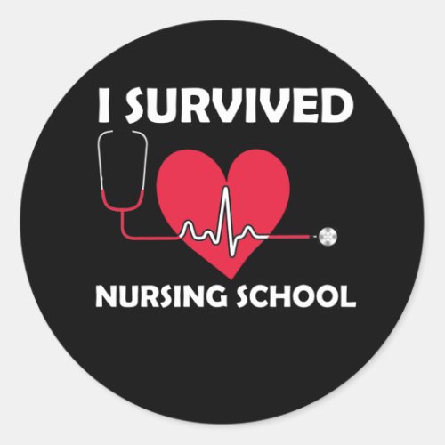 I Survived Nursing School Classic Round Sticker