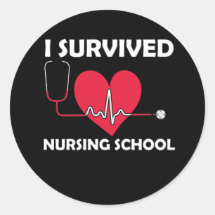 I Survived Nursing School Classic Round Sticker