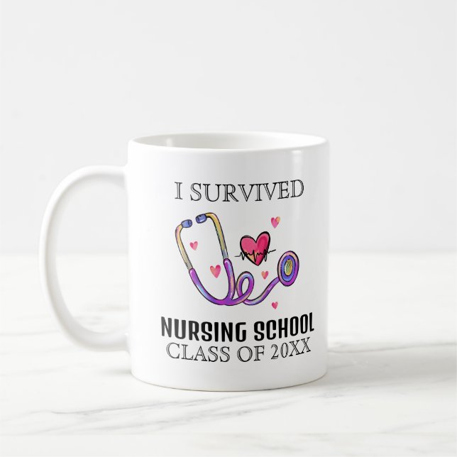 I Survived Nursing School Grad Coffee Mug (Left)