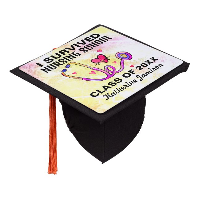 I Survived Nursing School Graduation Cap Topper (Angled)