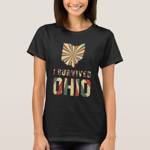 I Survived Ohio map Meme distressed retro vintage  T_Shirt