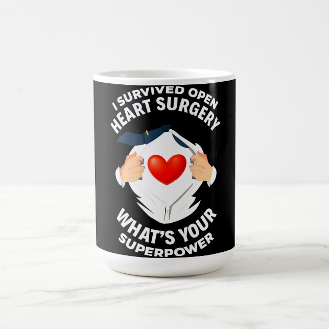 I Survived Open Heart Surgery Bypass Heart Survivo Coffee Mug (Center)