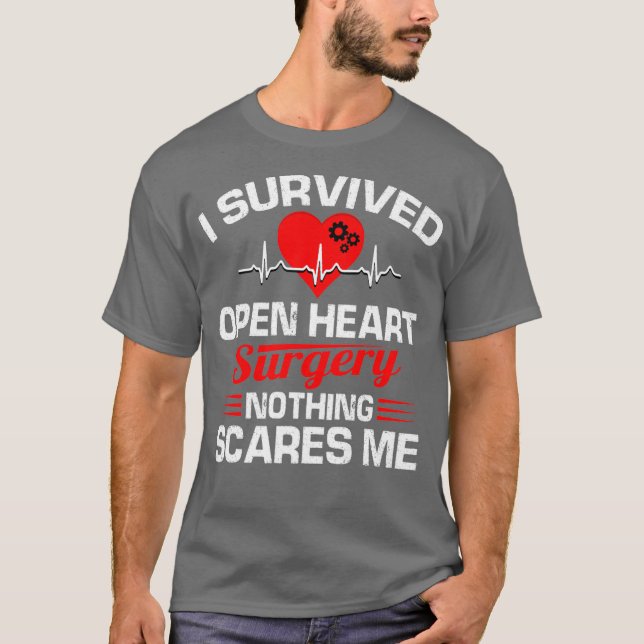 I Survived Open Heart Surgery Gifts Recovery Men T-Shirt (Front)
